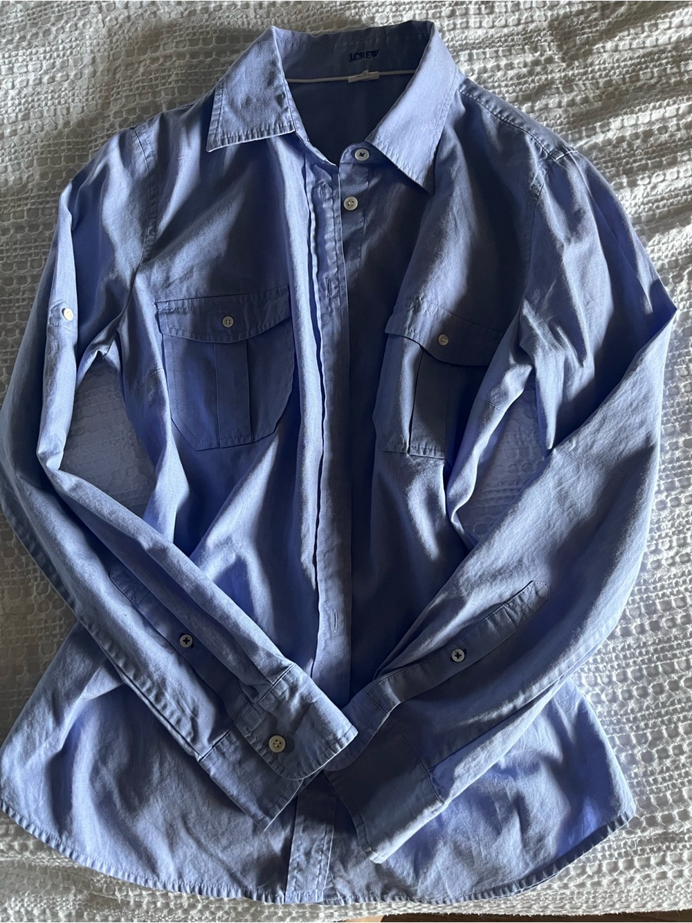 J. Crew Womens Cotton Feminine Light Blue Button-Up Shirt